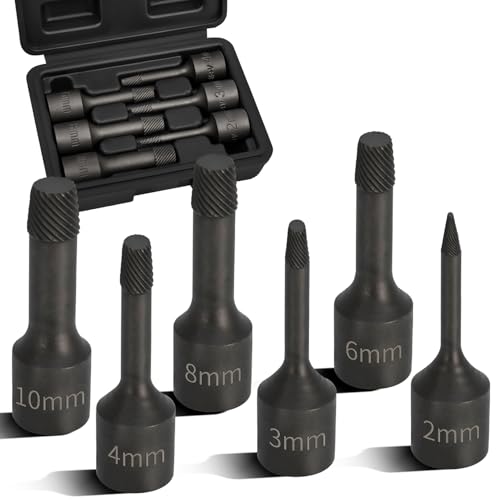 JEUCLEL 6-piece 3/8-inch drive impact wedge-proof tap extractor set with long bolt extractors