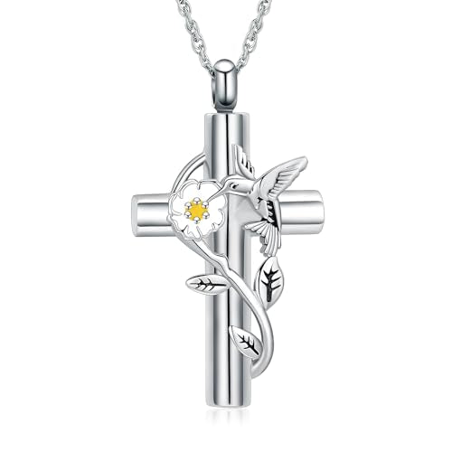 shajwo Hummingbird Urn Necklaces for Ashes Cross-Gold