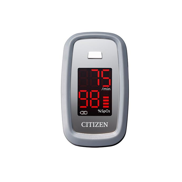 Citizen CMS50DL1 Finger Pulse Oximeter Oxygen Meter SpO2 Heart Rate Monitor | One-button operation for seniors and athletes, LCD display for blood oxygen and pulse, includes 2 x AAA batteries