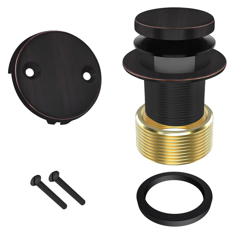 [Australia - AusPower] - Bathtub Drain Tip Toe Tub Conversion Kit Assembly, Replacement Tub Drain Kit with Two-Hole Overflow Faceplate and Universal Fine/Coarse Thread(Oil Rubbed Bronze) Oil Rubbed Bronze 