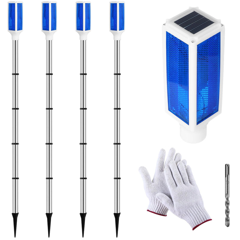 [Australia - AusPower] - Rossesay 4 Pack 44'' Winter Driveway Reflectors Solar Powered Driveway Markers Reflective Driveway Lights 2 Modes Landscape Driveway Reflectors on Poles for Snow Road Parking Outdoor Yard(Blue) Blue 