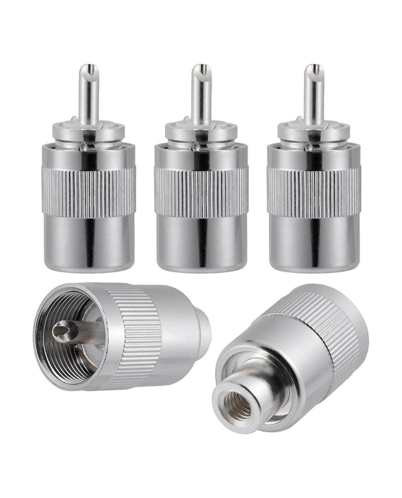 Vecys 5pcs PL259 UHF Male Connector 50 Ohm PL259 Male Plug Crimp RF Coaxial Plug Adapter for RG58 VLMR195 RG142 RG400 Low Loss Coaxial Cable PL259 for RG58/RG400