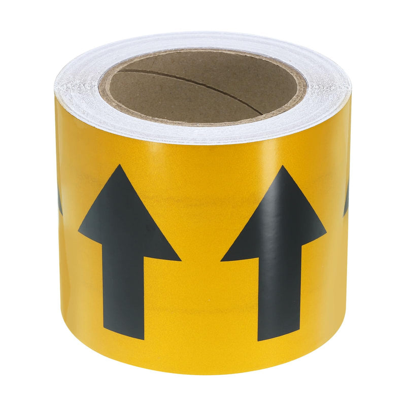 PATIKIL Directional Flow Arrow Tape 4" x65', Adhesive Pipe Identification Marking Stickers for Pipe Flow Labeling, Black on Yellow 4"x65'