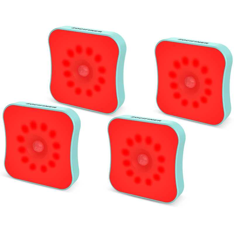 [Australia - AusPower] - ZOCIFINER Red Motion Sensor Night Lights, Wireless Stick On Motion Sensor Red Night Lights, Rechargeable Red Night Lights for Stair Hallway Bathroom Bedroom, 4Pack 