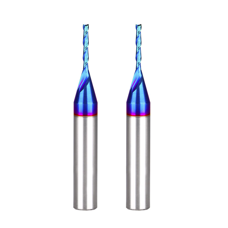 2 PCS 1/16" x 1/2" x 1/4" x 2" Carbide TiAlN Coated Spiral Upcut Plunge Router Bit for Wood 2D&3D Carving