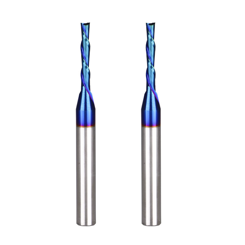 2 PCS Spiral CNC Router Bit 1/8 inch Cutting Dia 1/4 inch Shank with Down Cut Solid Carbide End Mill for Wood Cut Carving Engraving … 2