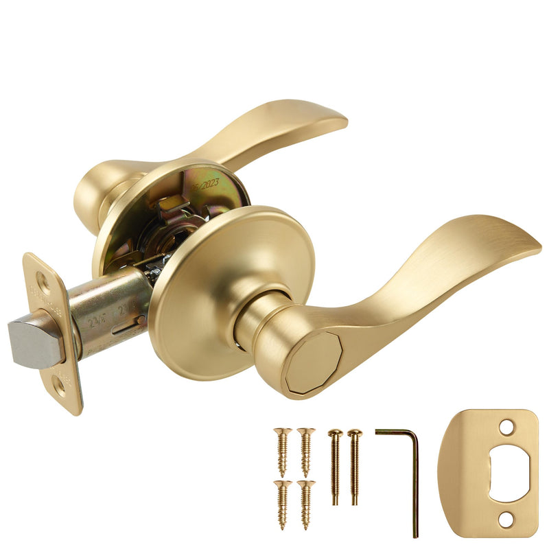 Design House Springdale Passage Hall Closet Interior Door Lever Handle Lockset, Non-Locking Handle Hardware, Satin Gold, 6.375 in x 1.94 in x 2.625 in, Item 728899 1 Pack