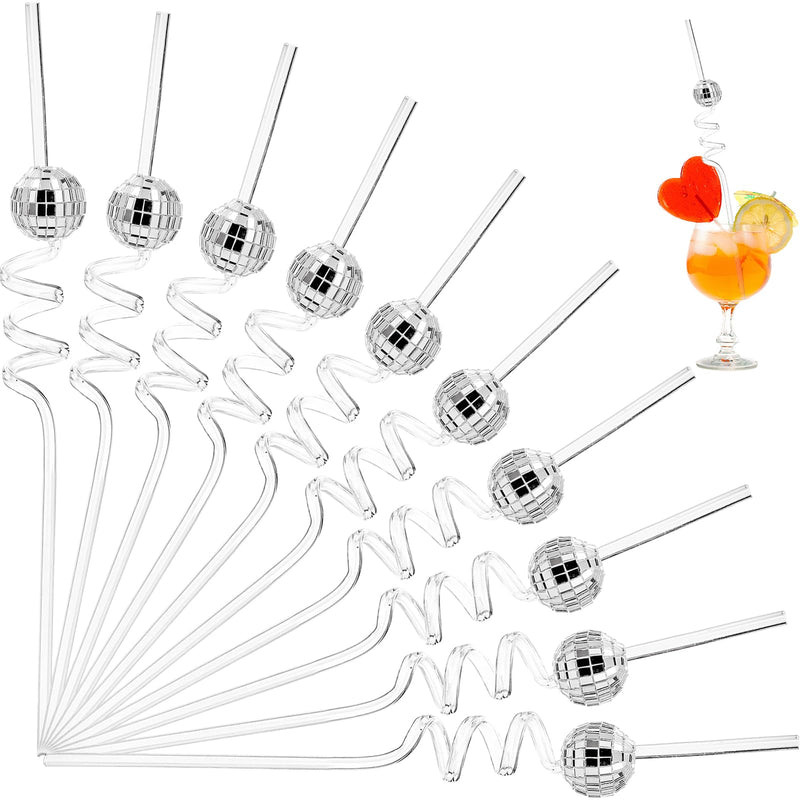 [Australia - AusPower] - Nicunom 30 Pcs Disco Ball Straws 70s Mirror Disco Decorative Straws Silver Disco Straw, Retro Disco Party Decorations for Dance Holiday Wedding Birthday Bachelorette Party Supplies 