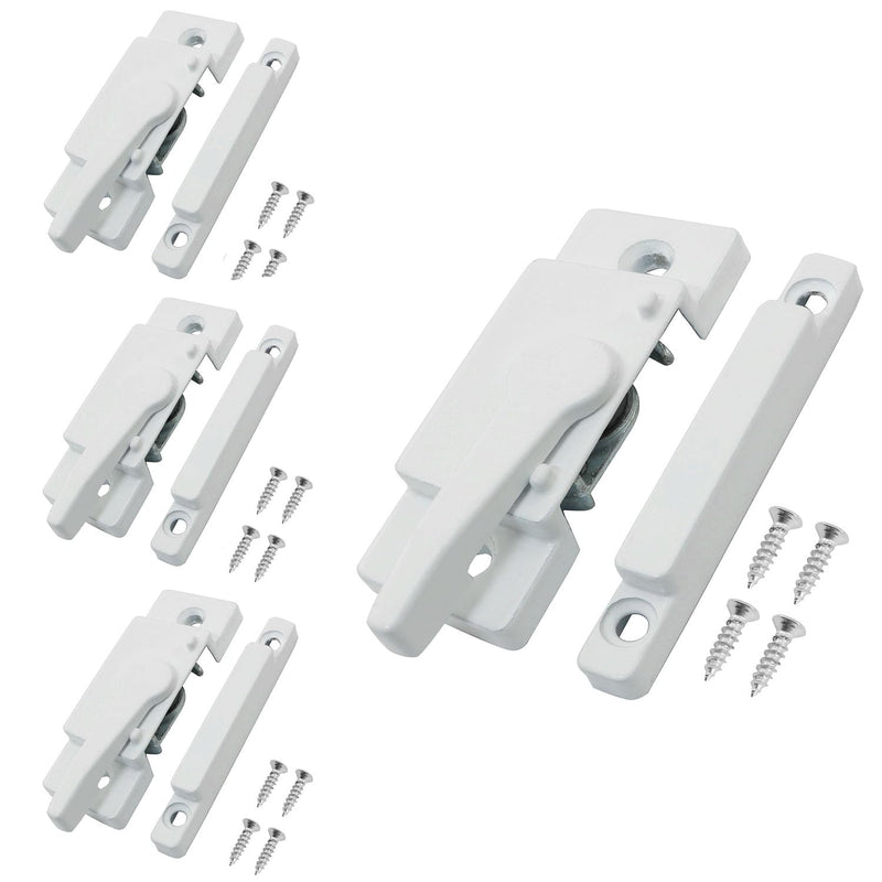 [Australia - AusPower] - XGNG 4PCS White Solid Metal Vinyl Window Sash Locks Window Sash Locks and Keeper for Vertical and Horizontal Sliding Windows Double Hung Window Latch Lock Replacement Security 