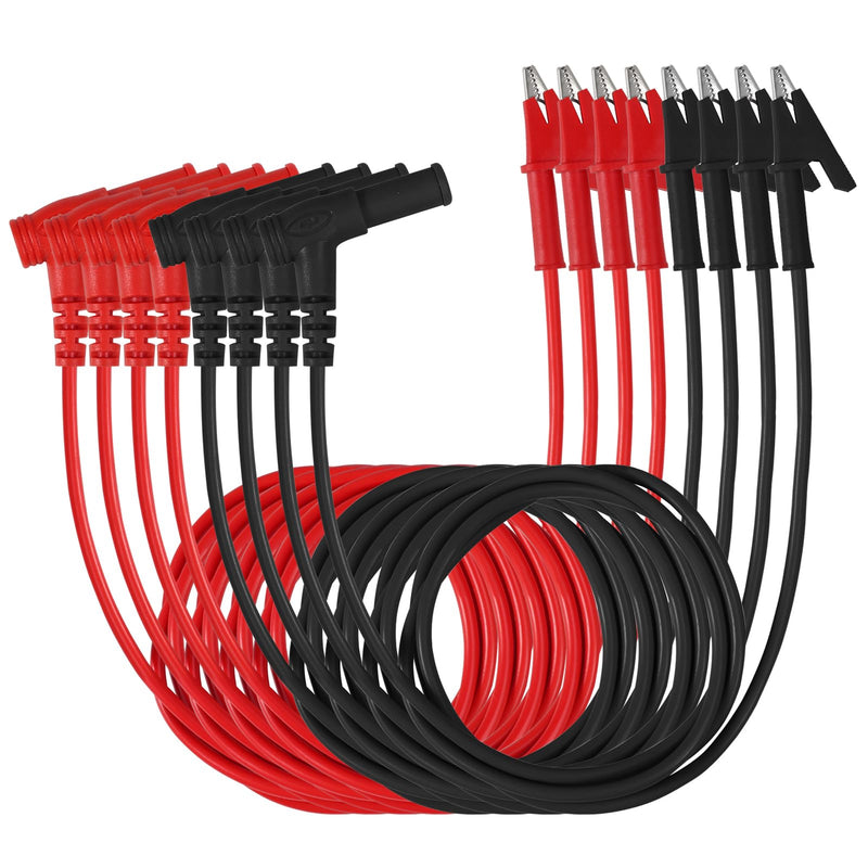 [Australia - AusPower] - DIANN 4 Sets Multimeter Test Leads Banana Plug Right Angle to Alligator Clips Soft Test Cable Wires for Electrical Testing 3.3ft / 1m 8pcs 