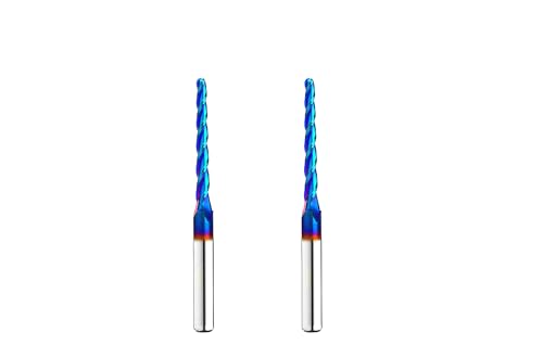 RUHIWORKER 1/8-inch tapered ball nose CNC bit, 1.0-degree angle, 2-pack for edge treatment and grooving