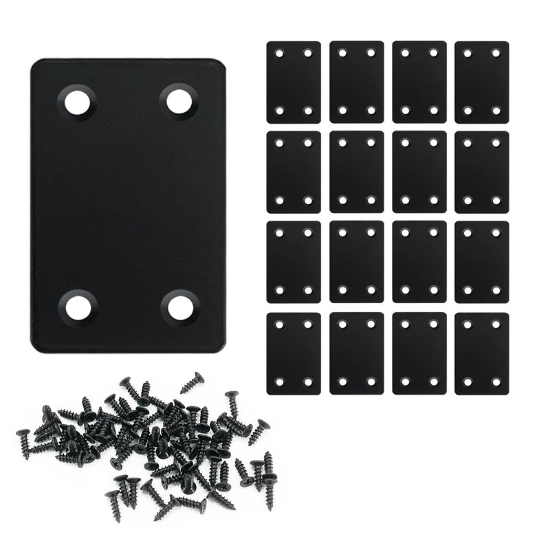 [Australia - AusPower] - QSJ 16 Pack Black Flat Mending Plate 2.36x1.49'', Stainless Steel Bracket, Straight Metal Brace Bracket, Fixing Joining Plate for Wood Furniture Fastening & Fixing Black, 2.36x1.49'' 