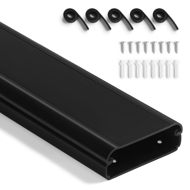[Australia - AusPower] - YCLYC TV Cable Hider - 39" Long Cord Cover, Cord Organizer Wall TV Wire Hider, Large Capacity Black Cord Hider, Hide Cables Wall Mount TV,Wire Concealer Wire Hider - W2in*H0.7in L39in X-Large 