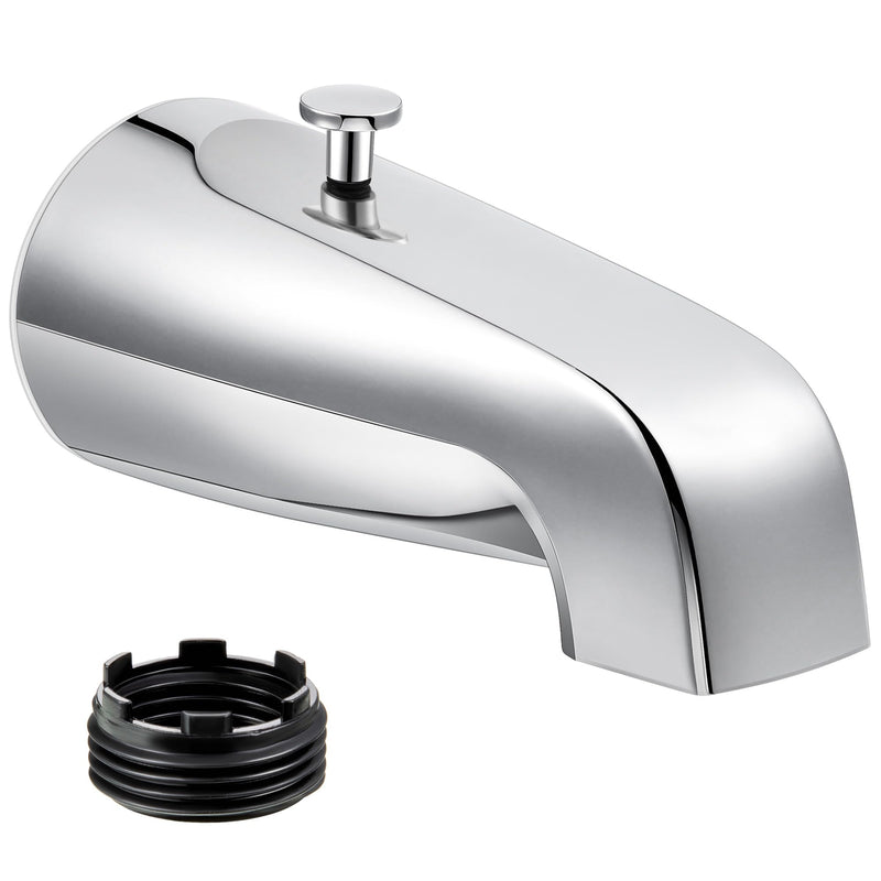 [Australia - AusPower] - Enhon Tub Spout with Rear Diverter, Bathtub Spout Fitting 1/2-Inch or 3/4-Inch IPS, 5-1/4 Inch Length Bathroom Bathtub Faucet with Adapter, Chrome Finish 