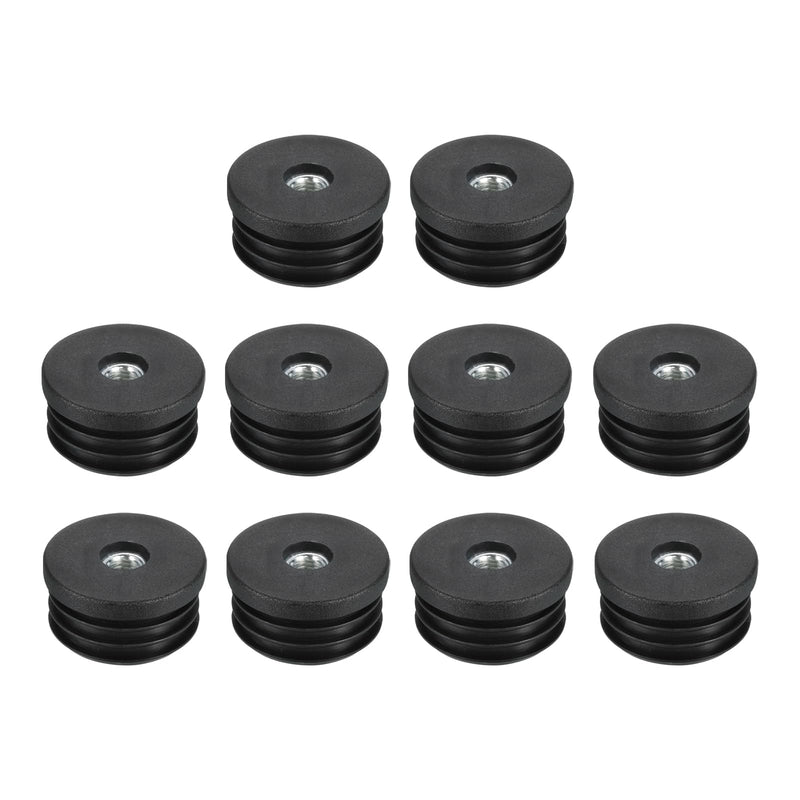 [Australia - AusPower] - uxcell 10Pcs Inserts for Round Tubes with M8 Thread, for 38mm/1.5" OD Round Tube, Round Black Plastic Plug Caster Insert Chair End Caps Furniture Leg Plug 10 