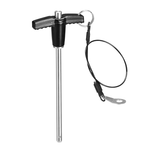 uxcell stainless steel T-handle lock pin, 6mm x 100mm, push-button quick-release design