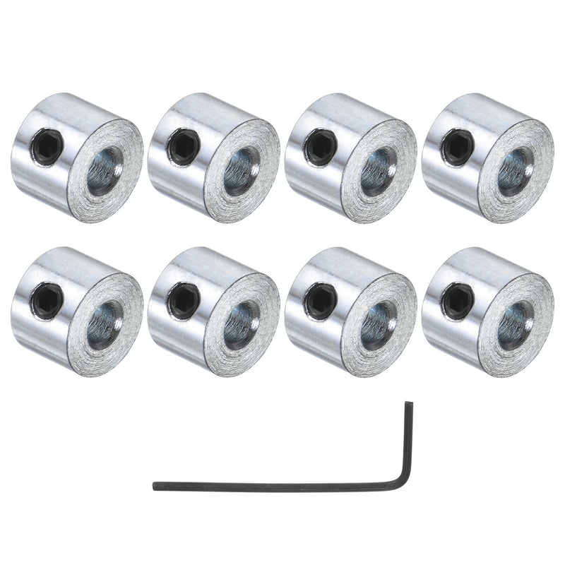[Australia - AusPower] - uxcell 8pcs Set Screw Shaft Collars 1/8" Bore Zinc Plated Steel Shaft Collars, 3/8" OD, 1/4" Width Axle Collar Clamp with Hex Wrench 