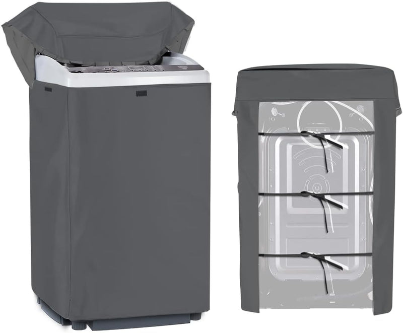[Australia - AusPower] - MBOOM Portable Washing Machine Cover,Top Load Washer Dryer Cover,Waterproof Full-Automatic,Wheel Washing Machine Cover(L,Grey) 