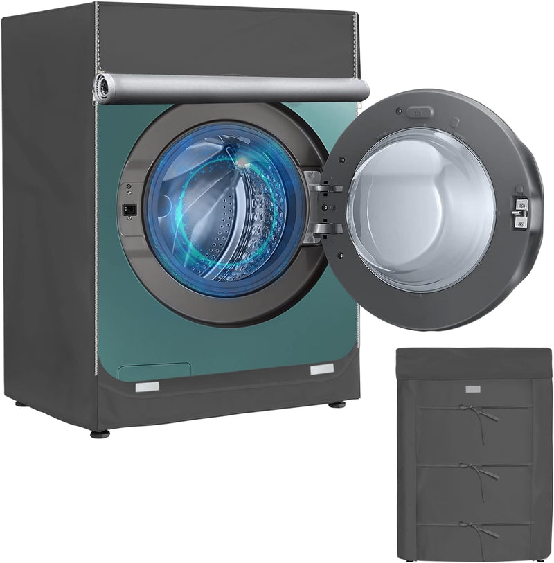 [Australia - AusPower] - MBOOM Washer/Dryer Cover for Front Load, Washing Machine Cover Waterproof, Dustproof -600D Heavy Duty Oxford Washer Covers for Outside, 27x33x39 inch, Grey 