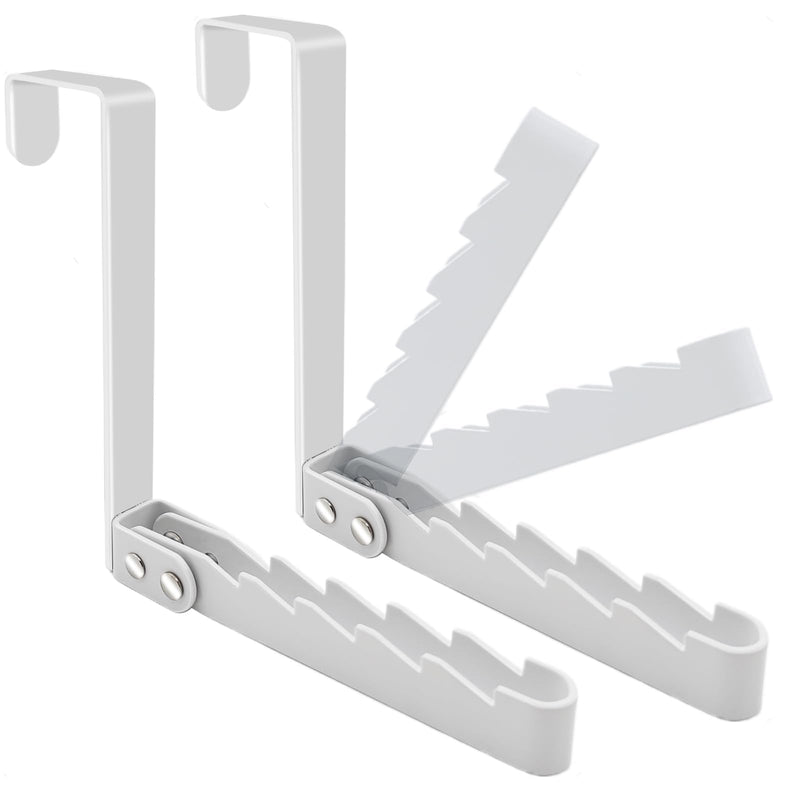 2 Pack Over The Door Hooks Hanger, Sturdy Foldable Over Door Drying Rack for Clothes, Coats, and Towels, Bedroom Bathroom, White 2 Pack