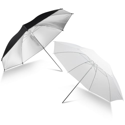 43" Translucent White Soft Umbrella & Silver Reflector Diffuser Umbrella for Studio/Outdoor Photo and Video Lighting Accessories… 1*43"White+1*43"Black