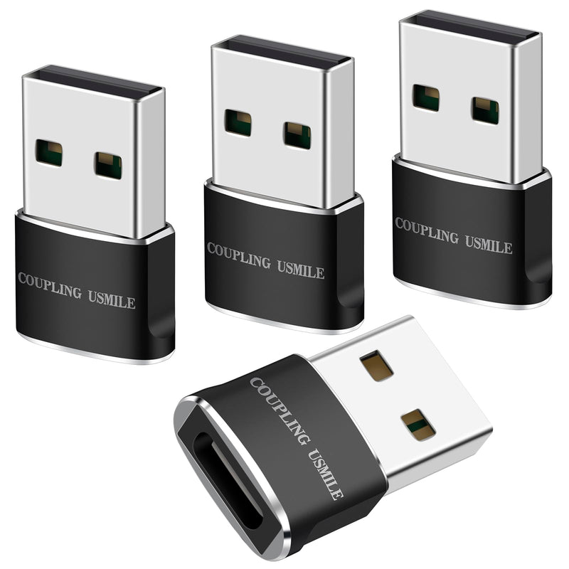 [Australia - AusPower] - USB Male to USB C Adapter 4 Packs,USB to Type C Super Fast Charging/Transfer and OTG Function. Compatible with iPhone15 14 13 Plus Pro Max,iPad Pro Air 4 Mini 6 Almost USB Devices 4 pack black 