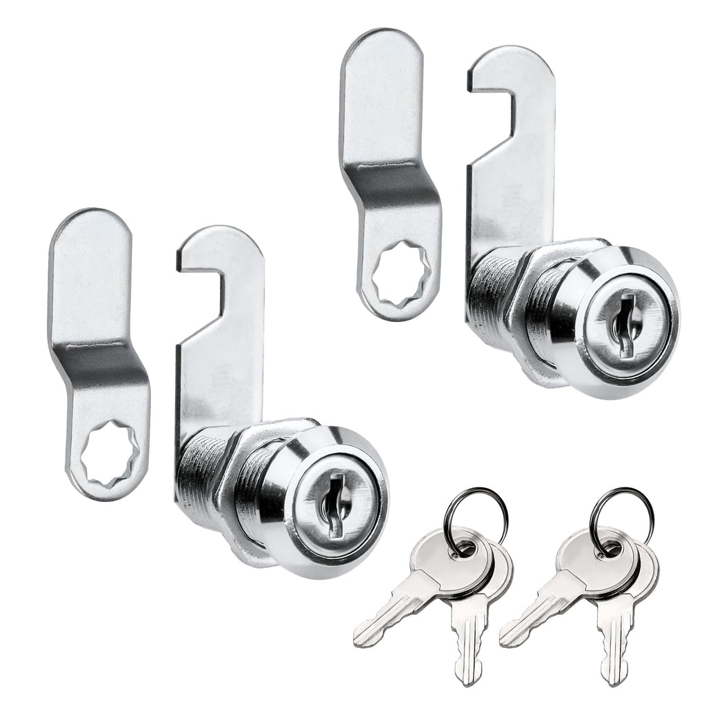 [Australia - AusPower] - 2pcs Cabinet Cam Locks Keyed Alike, 1 Inch Cam Locks for Cabinets Fits on 3/4 Inch Max Door Thickness Zinc Alloy Lock Cylinder Replacement for RV Drawers Mailbox Cabinets 