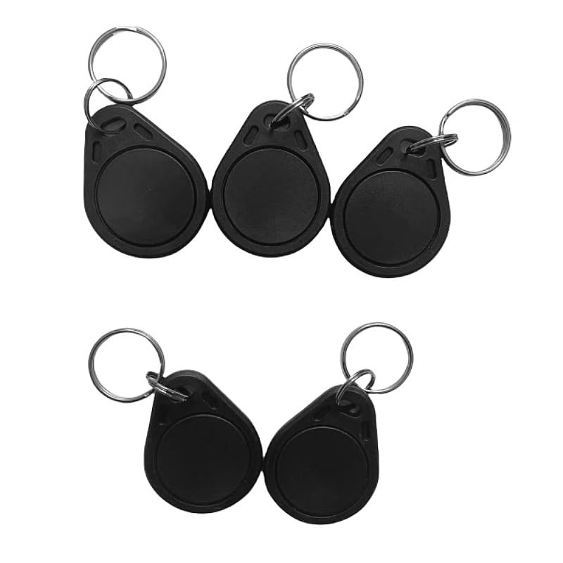 UID Tag Key Fob 13.56MHz Interchangeable Writeable Rewritable Programmable (5 Pack) (Black) Black