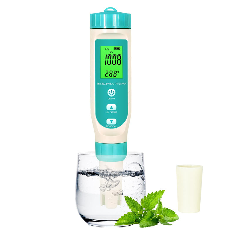 [Australia - AusPower] - PH/TDS/EC/ORP/S.G/Salinity/Temp Meter with Water Tester Pen PH Test Salinity Meter ORP Meter, 7 in 1 TDS Meter Digital Water Quality Tester for Drinking Water, Aquarium, Aquaculture Laboratory, Pool 