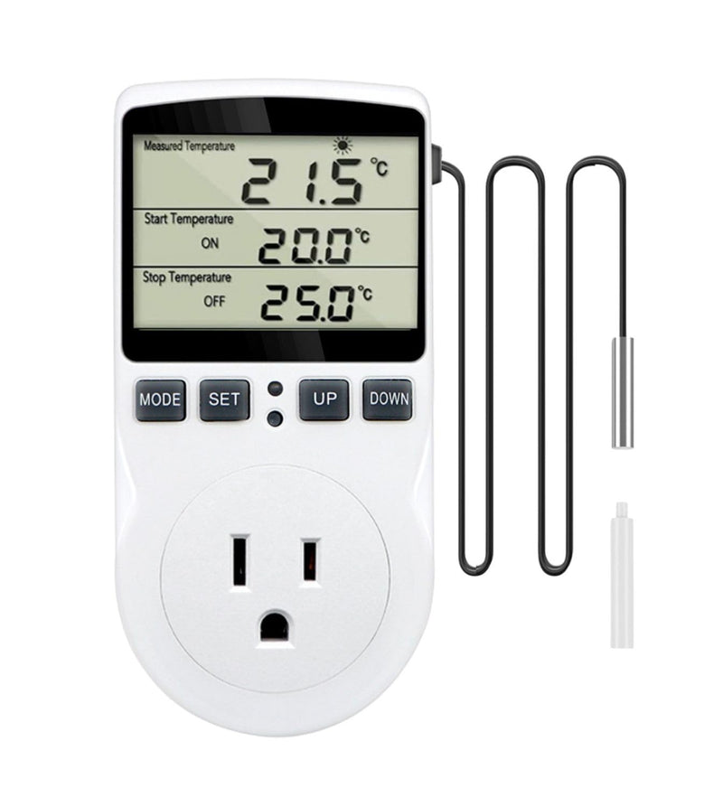 [Australia - AusPower] - 1800W Digital Thermostat Controller Plug in Heater Cooling Temperature Controller Outlet Socket W/External 1.7m Probe Day Night Timer Function 110V 15A 