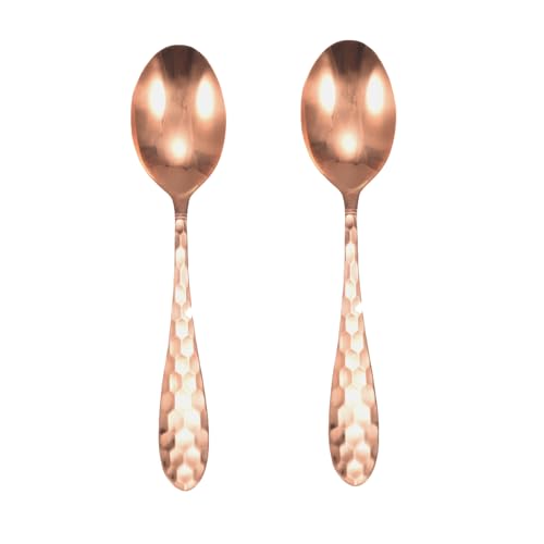 Copper Spoons, 99.9% Pure Copper Long Soup Spoons, Dessert Spoons,Table Spoon Use for Home, Kitchen and Restaurant (Two sets) Two sets