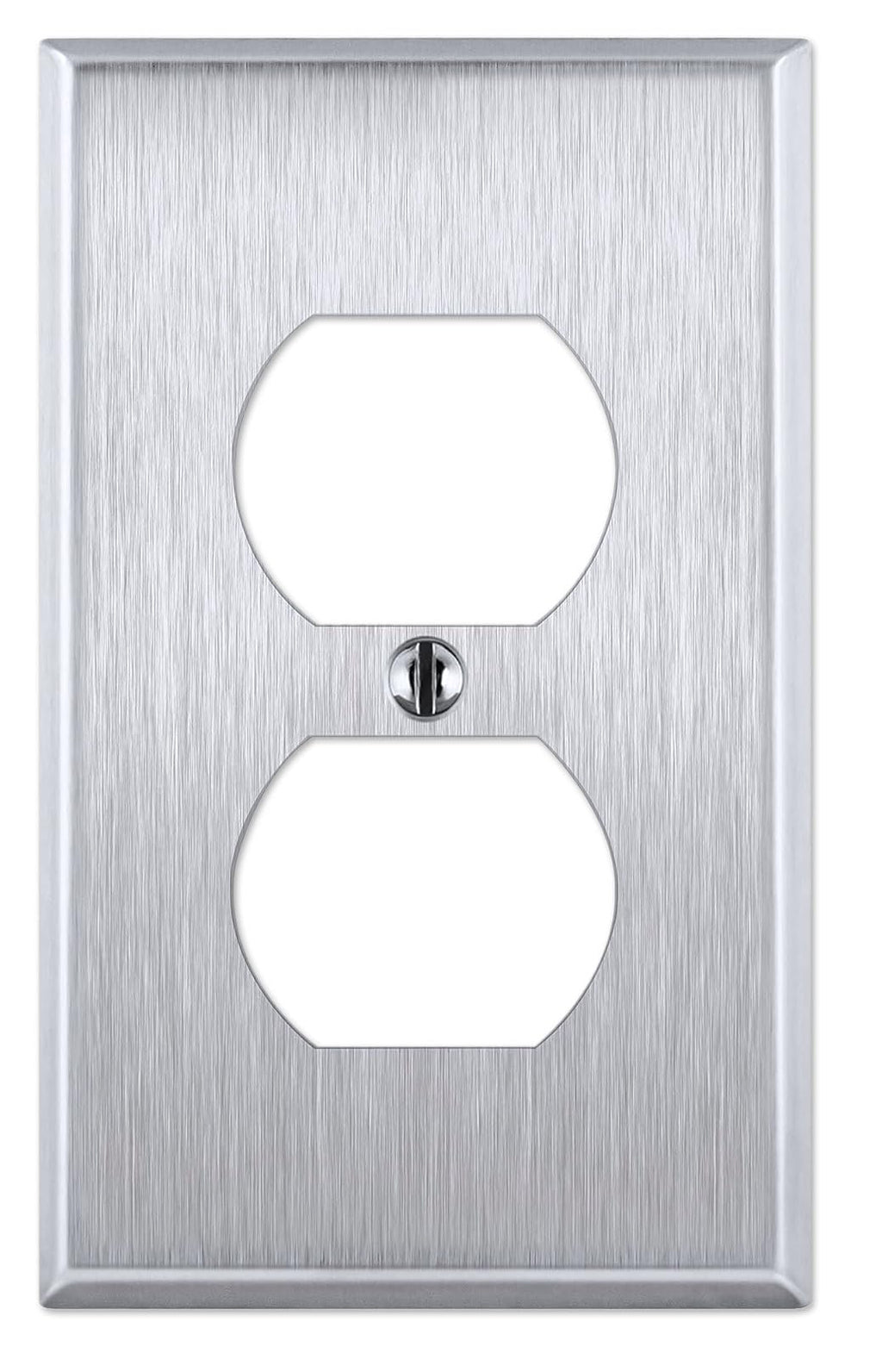 [Australia - AusPower] - 1 Gang Electrical Outlet Stainless Steel Cover Plate, Receptacle Socket Cover for Outlets, Outlet Wall Plate, One Gang Wall Plug Cover - Stainless Steel - UL Listed, 4.5 x 2.75 Inches (Made in USA) 1 Gang Outlet 