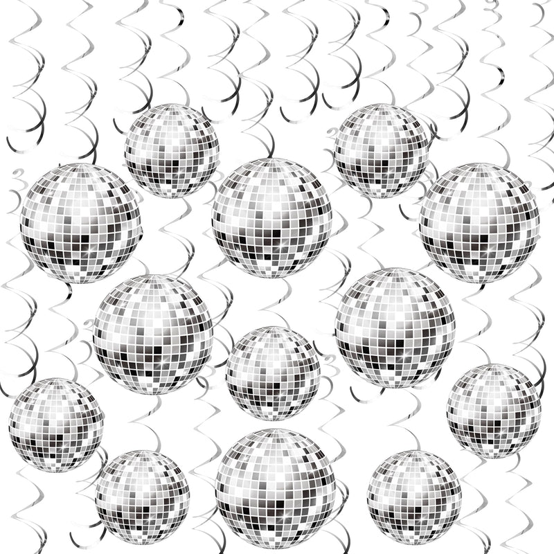 [Australia - AusPower] - 54 Pieces Disco Party Decorations Disco Ball Hanging Swirls 70s Party Hanging Swirls Ceiling Decor for Disco Fever Party 70s Hippie Birthday Party Favors Supplies 