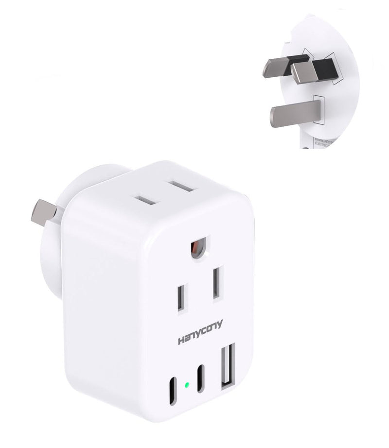 [Australia - AusPower] - US to Australia New Zealand Power Plug Adapter, Type I Plug Adapter with 2 Outlets 3 USB Ports(2 USB C), Australia Travel Plug Adapter for USA to Australian AU China Argentina Fiji Travel Essentials Type I - Australia China 