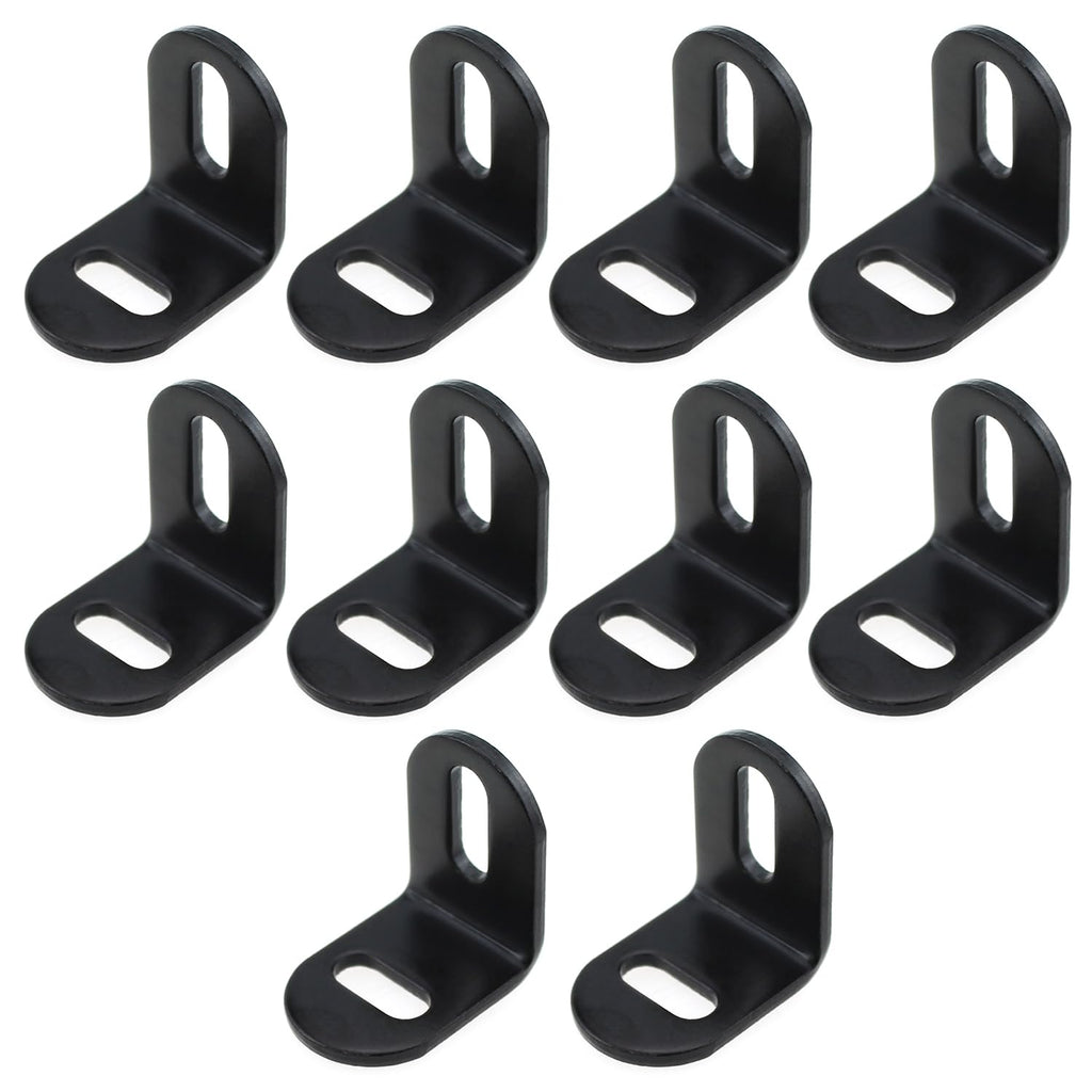 [Australia - AusPower] - LUORNG 10PCS Right Angle Fixing Adjustable Right Angle Bracket Corner Support Black Metal L Shaped Laminate Tray Bracket 1x1x0.69Inch for Furniture Connection and Reinforcement and Repair 