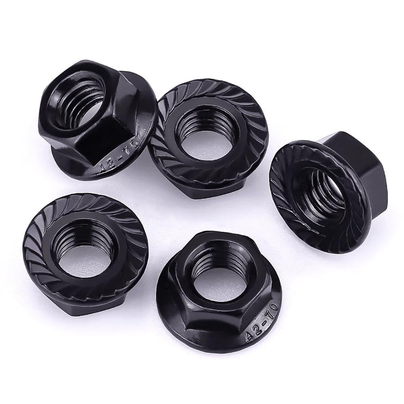 [Australia - AusPower] - 1/4"-20 Hex Head Serrated Flange Nuts, 304 Stainless Steel 18-8 Hexagon Head Flange Nuts, Black Oxide Finish, Hex Drive, 25 PCS 1/4"-20 