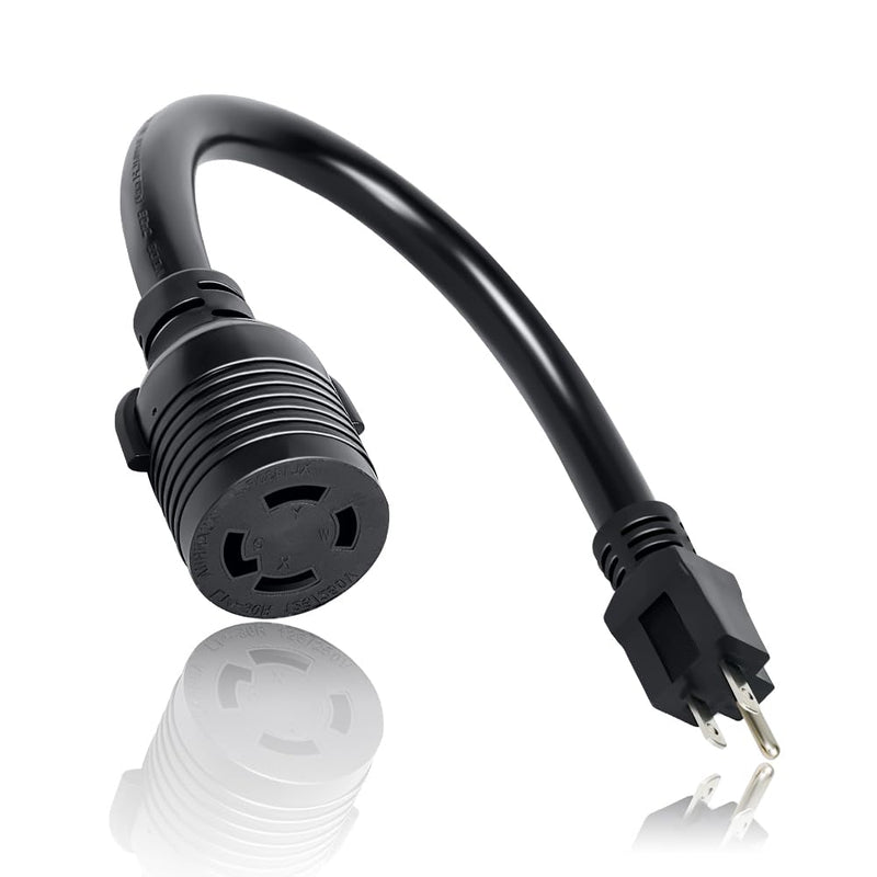 [Australia - AusPower] - 5-15 Male Plug to Locking L14-30 Female Receptacle Adapter Cordï¼ŒHousehold 15Amp to Generator Lock in 30Amp Adapter Cord, STW 10AWG 1ft 