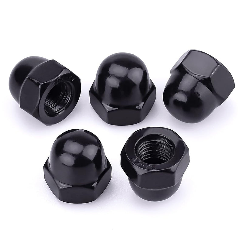 [Australia - AusPower] - 1/4"-20 Hex Head Acorn Cap Nuts, 304 Stainless Steel 18-8 Hexagon Head Acorn Dome Cap Nuts, Black Oxide Finish, Hex Drive, 25 PCS 1/4"-20 