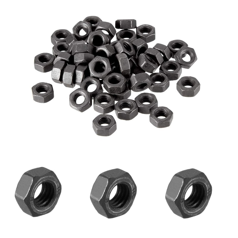 [Australia - AusPower] - 100pcs M6-1mm Hex Nuts, Carbon Steel, Black Oxide, M6 x 1.00mm Hex Drive, Grade 8.8, Metric, Right Hand, 10mm/0.4" Width, 5mm/0.2" Height, Replacement Nut with Plastic Case 