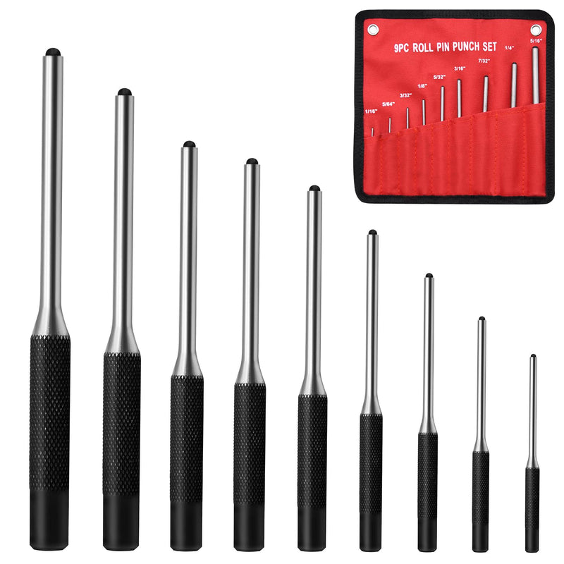 [Australia - AusPower] - Pin Punch Set, 9pcs 1/16" - 5/16" Removing Repair Tools with Storage Pouch, Great for Automotive, Watch Repair, Jewelry and Craft(9pcs Pin Punch) 9pcs Pin Punches 