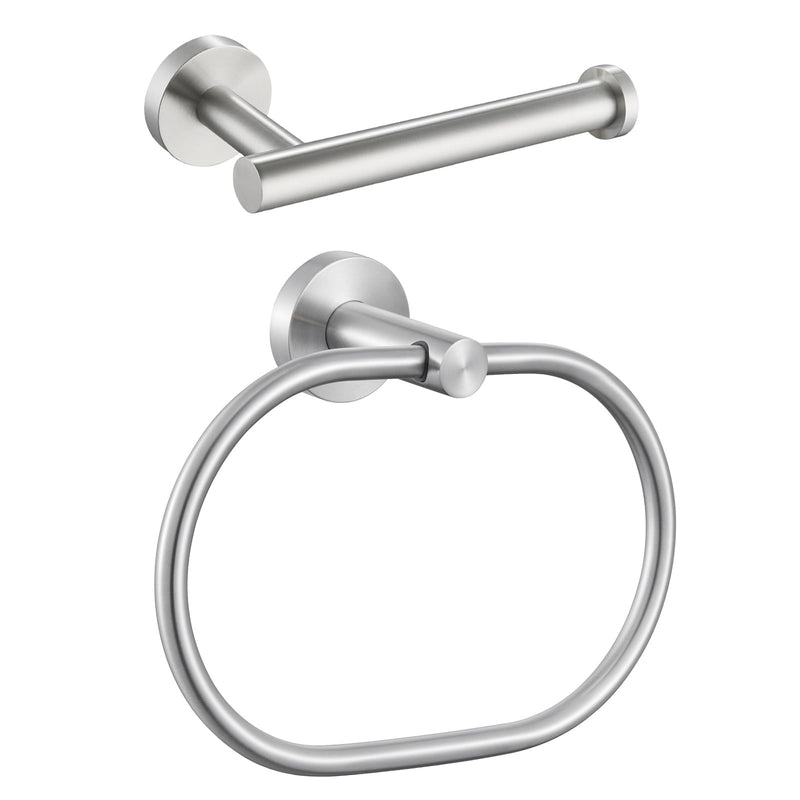 [Australia - AusPower] - Oval Towel Ring Bundle with Toilet Paper Holder (Brushed Nickel) 