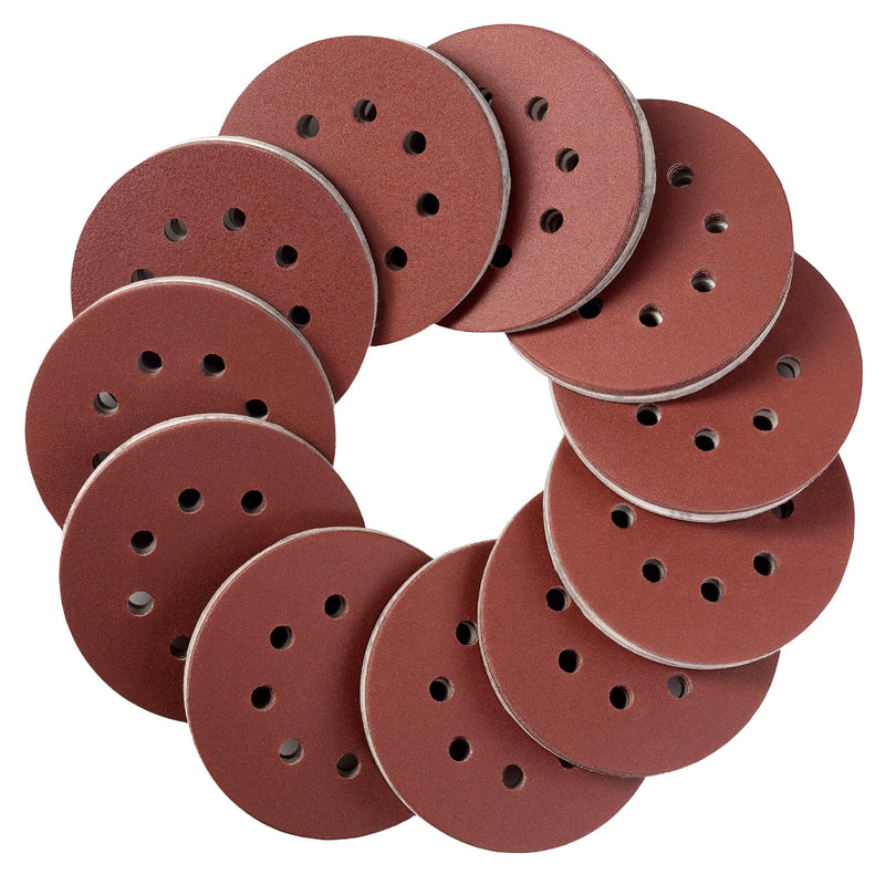 Selead Pack of 120 Sandpaper 125 mm Professional 8-Hole Sanding Discs Grit P40-600 Sandpaper Round for Random Orbital Sanders Pack of 120 | Mix Grit