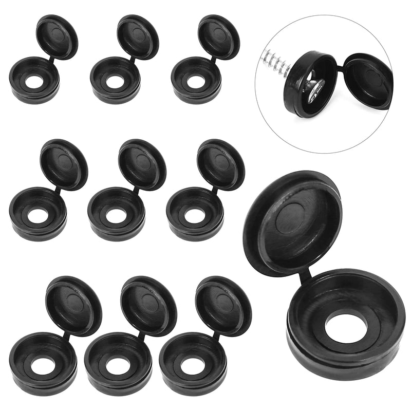 [Australia - AusPower] - 120 Pcs Screw Cover Caps, 4mm/5mm/6mm Plastic Hinged Screw Cover Caps Shutter Screw Caps Fold Screw Snap Covers, Snap Washer Covers Flip Tops(Black) 