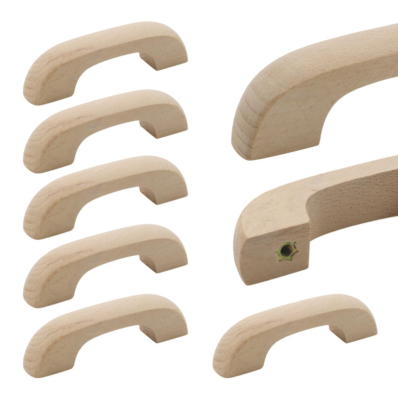 [Australia - AusPower] - Tsnamay 6Pcs Unfinished Wood Drawer Knobs Pulls Handles,Unpainted Paintable Wooden Handles Cupboard Closet Drawer Handle Pull,Length 3.66",Hole Dis.2.52" 6 H 2.52"/64mm 