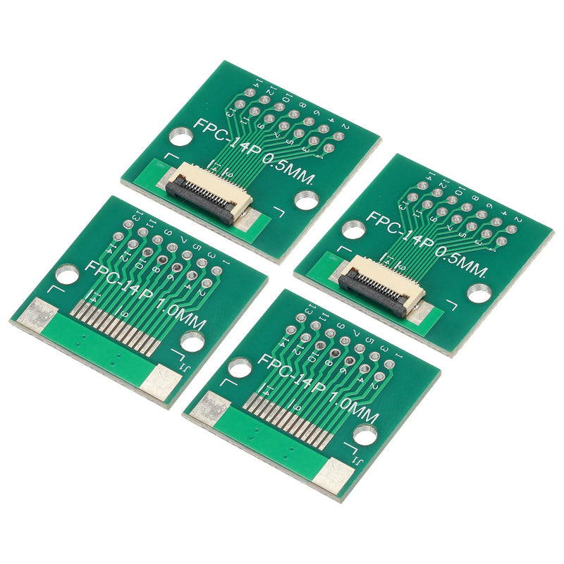 QUARKZMAN FPC FFC PCB Board 14P 0.5 mm on Base Side Back 1.0 mm to DIP 2.54 mm for LCD 3D Printer Camera DVD TV Laptop Pack of 4 14 pin