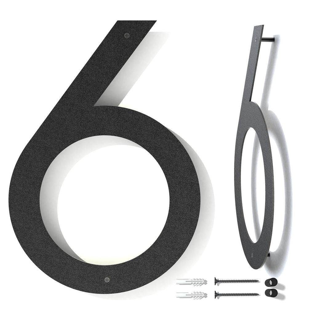 [Australia - AusPower] - 6 Inch Metal House Numbers for Outside | Floating Metal Numbers for Mailbox | Modern House Numbers | Black Coated Floating Large House Numbers for Outside | Metal Door Numbers | Rust-Proof Home 6 
