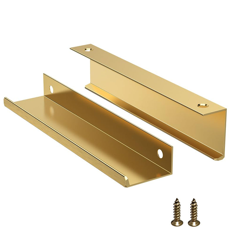 [Australia - AusPower] - Precisluck 5 Pack Edge Gold Hidden Drawer Door Cabinet Handle Aluminum Alloy Finger Bar Pull Concealed Furniture Hardware Back Mount Dresser Handles for Kitchen Bathroom 150mm(5.9 Inch) 150mm(5.9 inch) 