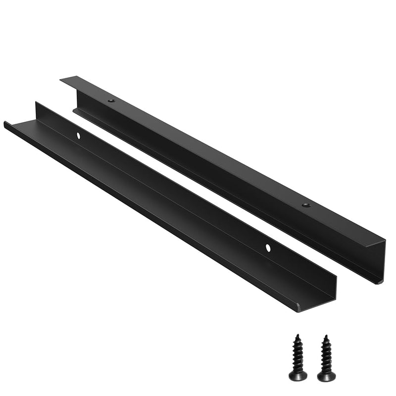5 Pack Edge Black Hidden Drawer Door Cabinet Handle Aluminum Alloy Finger Bar Pull Concealed Furniture Hardware Back Mount Dresser Handles for Kitchen Bathroom 400mm(15.7 Inch) 15.7 inch