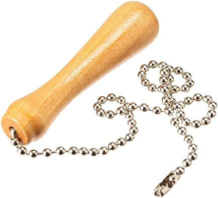 [Australia - AusPower] - 1Pc Light Wood Beaded Pull Chain Extension with Connector Wooden Pillars Walnut Pendant Antique Brass Pull Chain for Ceiling Fan Chain,Useful Pull Chains Ceiling Fans and Accessories(12 Inch) 