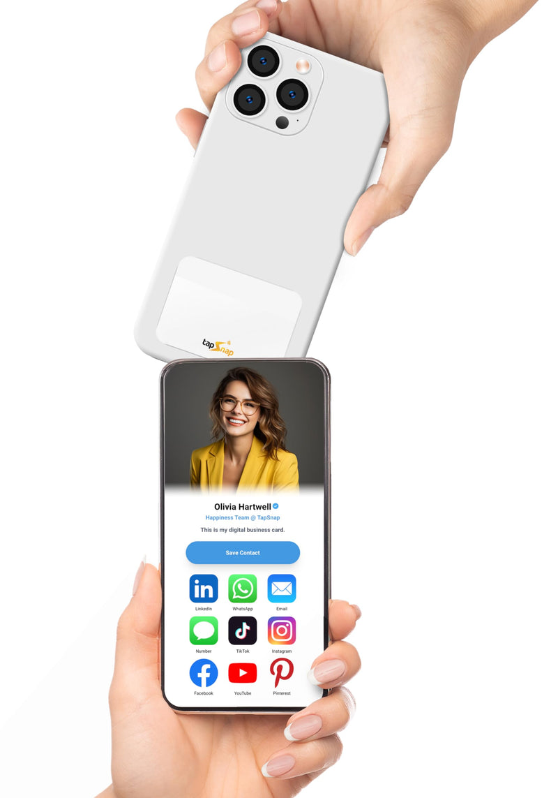[Australia - AusPower] - Dot Digital Business Card for Back of Phone (TapSnap) | No Subscription/No-Fee | Instantly Share Contact Info, Socials & More - for iPhone and Android - NFC Tap to Share (White) White 